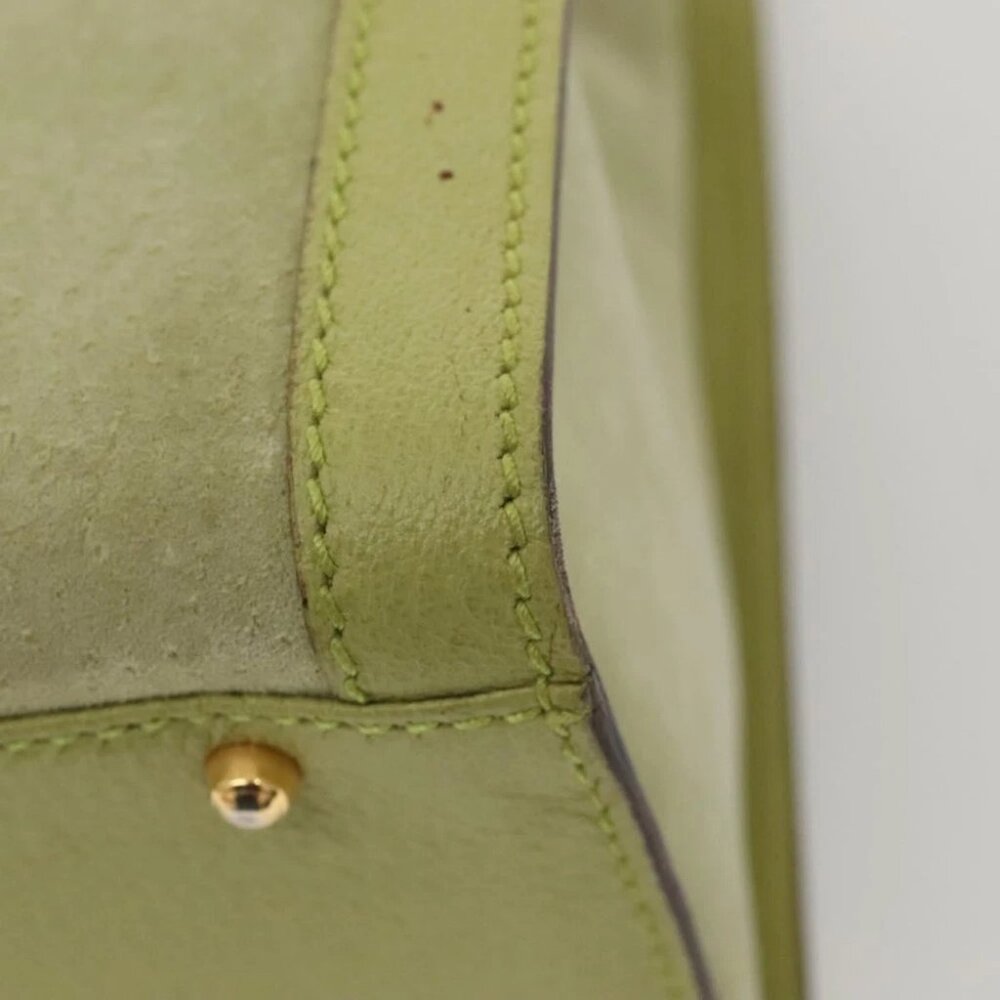 GUCCI Bamboo Hand Bag Suede Leather LIme Green Gold - Picture 8 of 16